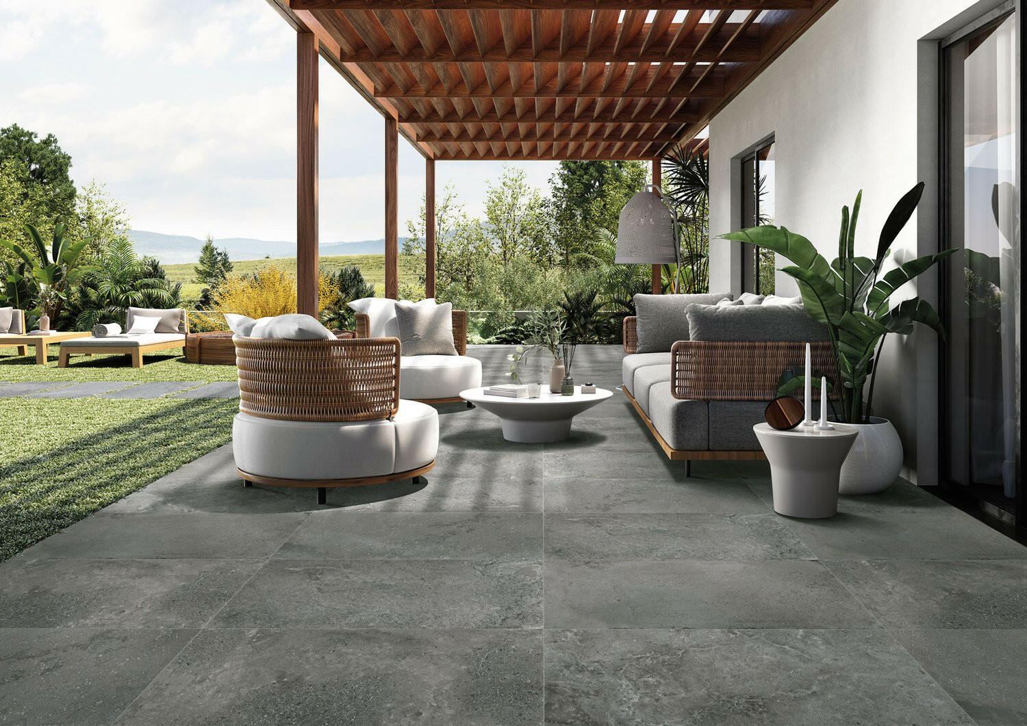 12 X 24 Chamonix Dark Gray Matte Limestone Look Porcelain Tile-Porcelain Tile Large Formate-American Tile Depot