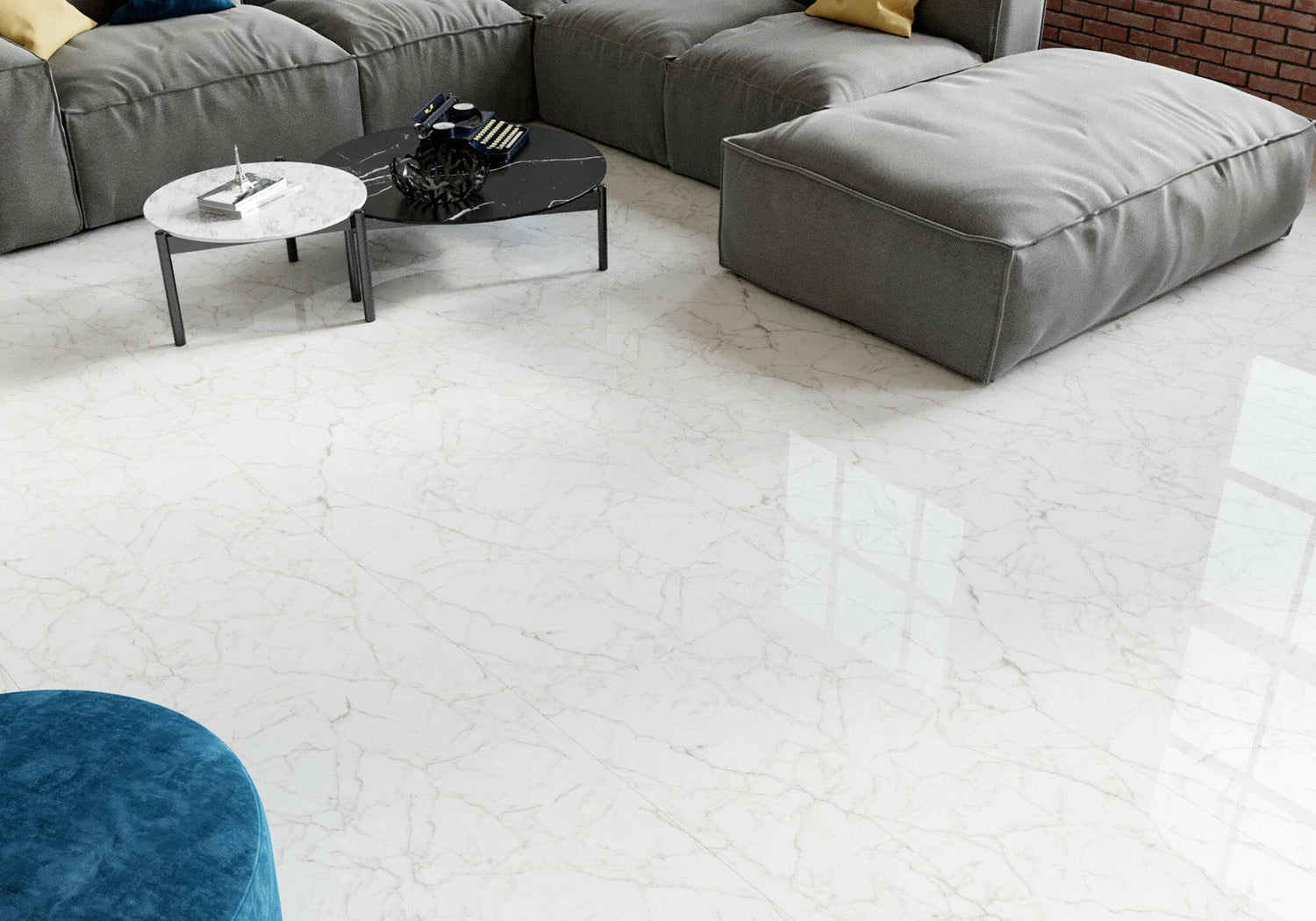 12 X 24 Core White Polished Marble Look Porcelain Tile-PORCELAIN-Large Format-American Tile Depot