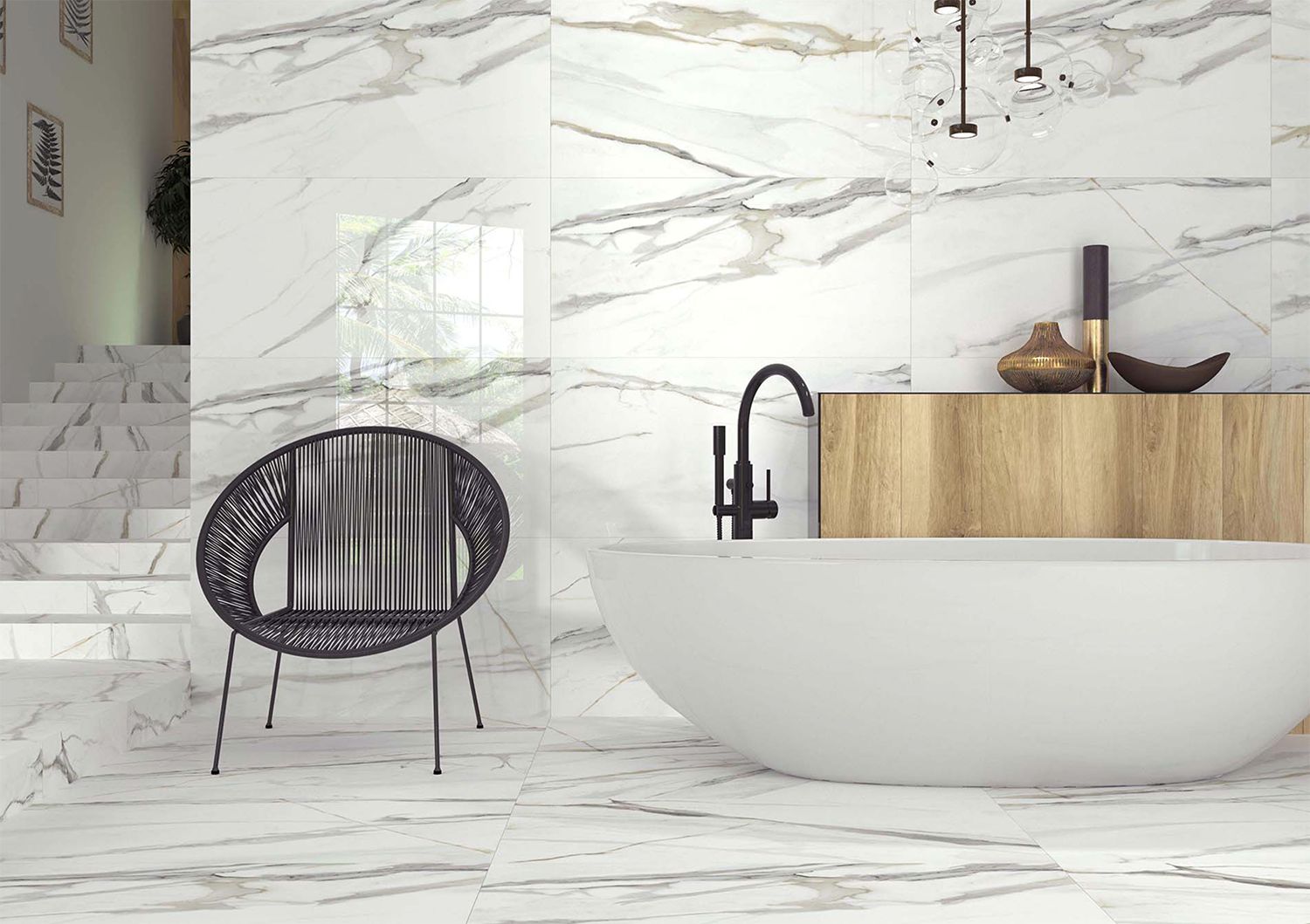 12 X 24 Emporio Calacatta Matte Marble Look Porcelain Tile-Porcelain Tile Large Formate-American Tile Depot