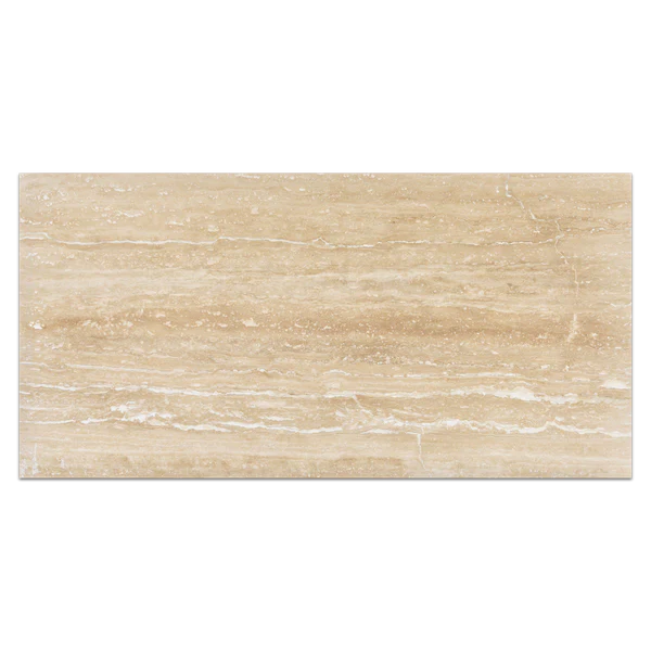 12 X 24 Ivory Travertine Vein Cut Filled & Polished Tile-Travertine Tile - Large Formate-American Tile Depot