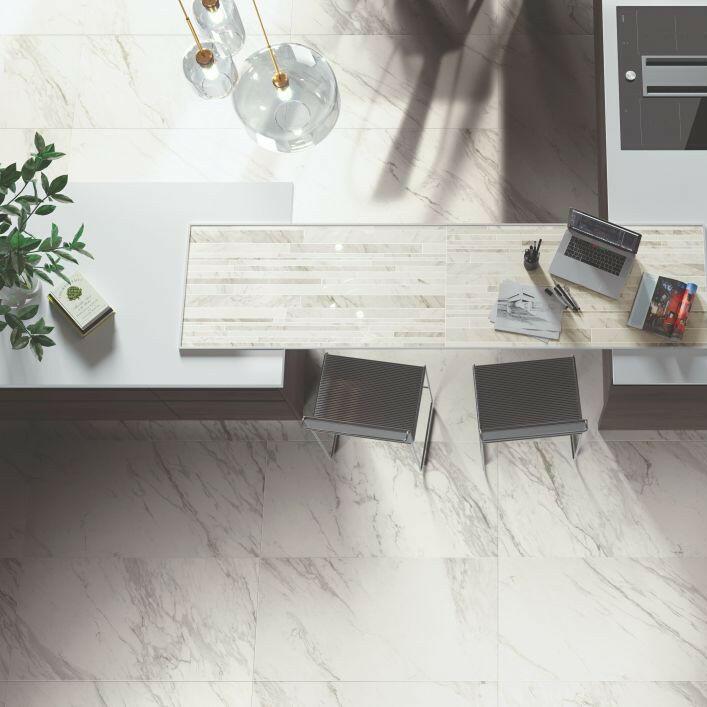 12 X 24 Marmi Calacatta Levigato Polished Marble Look Porcelain Tile-PORCELAIN-Large Format-American Tile Depot