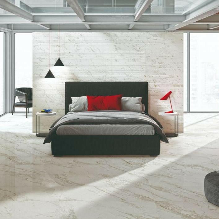 12 X 24 Marmi Calacatta Levigato Polished Marble Look Porcelain Tile-PORCELAIN-Large Format-American Tile Depot