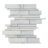 Oriental White / Asian Statuary Marble Polished Random Strip Mosaic Tile