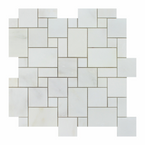 Oriental White / Asian Statuary Marble Polished Mini Versailles Mosaic Tile