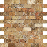 1 X 2 Scabos Travertine Tumbled CNC Arched 3-D Mosaic Tile