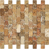 1 X 2 Scabos Travertine Tumbled CNC Arched 3-D Mosaic Tile-Travertine Mosaic-American Tile Depot