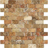 1 X 2 Scabos Travertine Tumbled CNC Arched 3-D Mosaic Tile