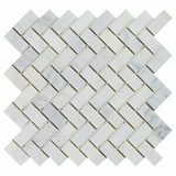 Oriental White / Asian Statuary Marble Honed 1 x 2 Herringbone Mosaic Tile