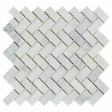 Oriental White / Asian Statuary Marble Honed 1 x 2 Herringbone Mosaic Tile