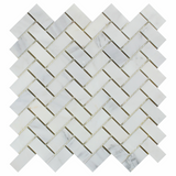 Oriental White / Asian Statuary Marble Honed 1 x 2 Herringbone Mosaic Tile