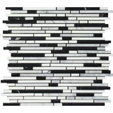 Carrara White Marble Polished Tricolor Bamboo Sticks Mosaic (Carrara + Thassos + Black )