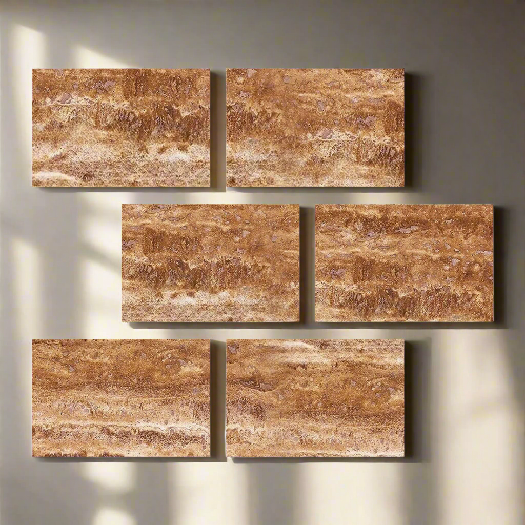 4 X 6 Noce Exotic Travertine Vein Cut Filled & Polished Tile