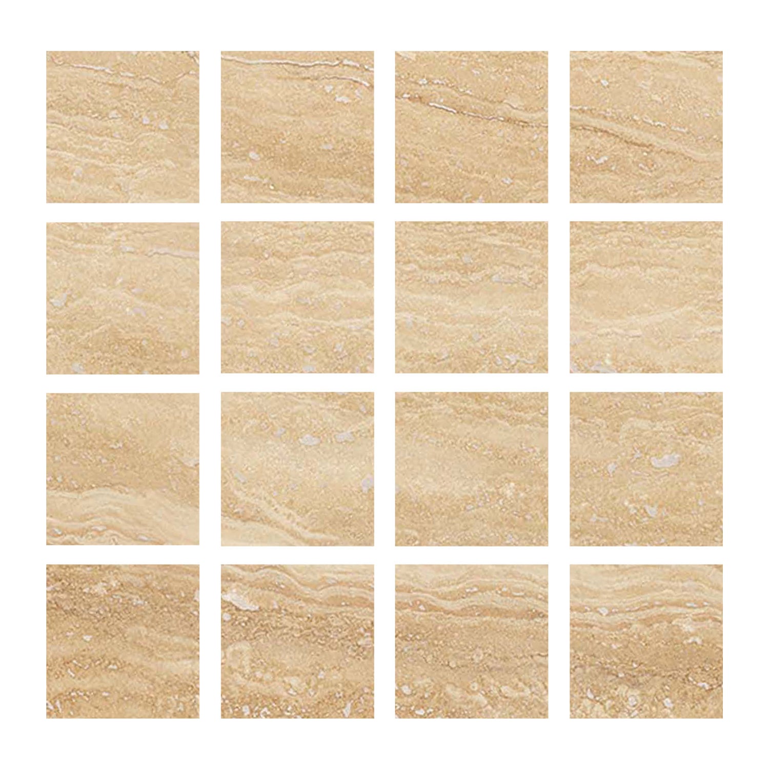 3 X 3 Ivory Travertine Vein Cut Filled & Polished Tile