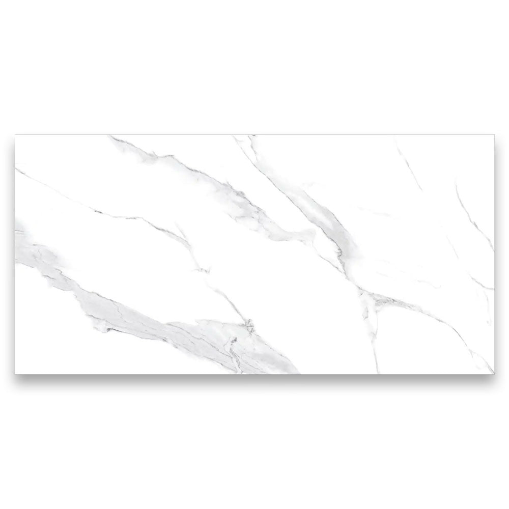 12 X 24 Calacatta White Satin Matte Marble Look Porcelain Tile