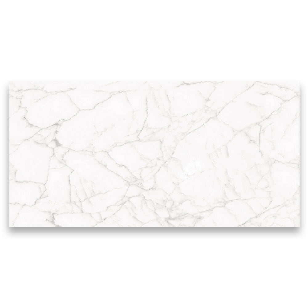 12 X 24 Core White Polished Marble Look Porcelain Tile