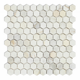 Calacatta Gold Marble Polished 1" Mini Hexagon Mosaic Tile