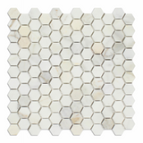 Calacatta Gold Marble Polished 1" Mini Hexagon Mosaic Tile