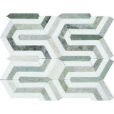 Thassos White Marble Polished Berlinetta Mosaic Tile w / Ming-Green