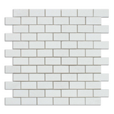 1 X 2 Thassos White Marble Polished Brick Mosaic Tile