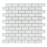 1 X 2 Thassos White Marble Polished Brick Mosaic Tile-Marble Mosaic-American Tile Depot