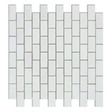 1 X 2 Thassos White Marble Polished Brick Mosaic Tile-Marble Mosaic-American Tile Depot