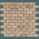 1 X 2 Walnut Travertine Tumbled Brick Mosaic Tile