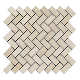 Crema Marfil Marble Honed 1 x 2 Herringbone Mosaic Tile