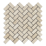 Crema Marfil Marble Polished 1 x 2 Herringbone Mosaic Tile