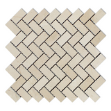 Crema Marfil Marble Honed 1 x 2 Herringbone Mosaic Tile