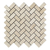 Crema Marfil Marble Polished 1 x 2 Herringbone Mosaic Tile-Marble Mosaic-American Tile Depot