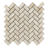 Crema Marfil Marble Polished 1 x 2 Herringbone Mosaic Tile