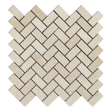 Crema Marfil Marble Honed 1 x 2 Herringbone Mosaic Tile