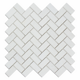 Thassos White Marble Polished 1 x 2 Herringbone Mosaic Tile