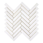 1×4 Bianco Dolomite Polished Herringbone Marble Mosaic Tile-Marble Mosaic-American Tile Depot