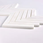 1×6 Bianco Dolomite Polished Herringbone Marble Mosaic Tile-Marble Mosaic-American Tile Depot