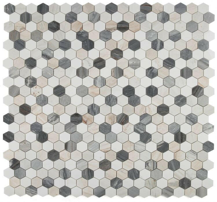 2" Beehive Beach Polished Hexagon Marble Mosaic Tile-Marble Mosaic-American Tile Depot