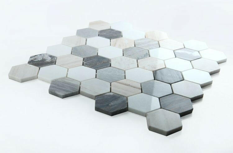 2" Beehive Beach Polished Hexagon Marble Mosaic Tile-Marble Mosaic-American Tile Depot