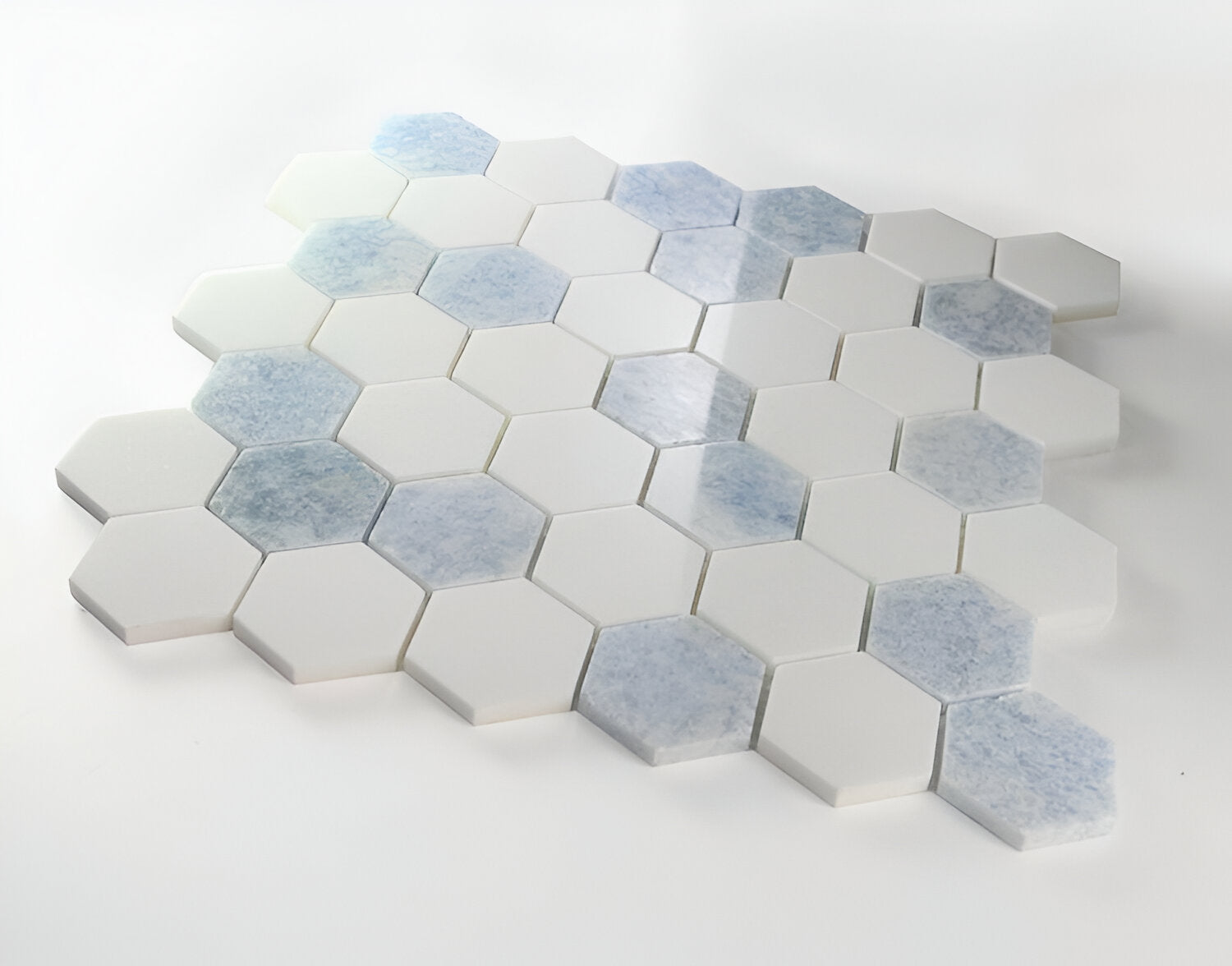 2" Beehive Crystal Ocean Polished Hexagon Marble Mosaic Tile-Marble Mosaic-American Tile Depot