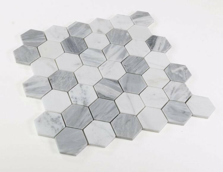 2" Beehive Dusk Honed Hexagon Marble Mosaic Tile-Marble Mosaic-American Tile Depot