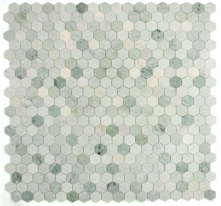 2" Beehive Green Polished Hexagon Marble Mosaic Tile-Marble Mosaic-American Tile Depot