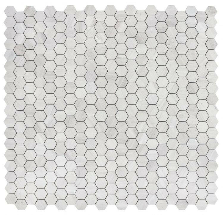 2" Beehive Grey Honed Hexagon Marble Mosaic Tile-Marble Mosaic-American Tile Depot