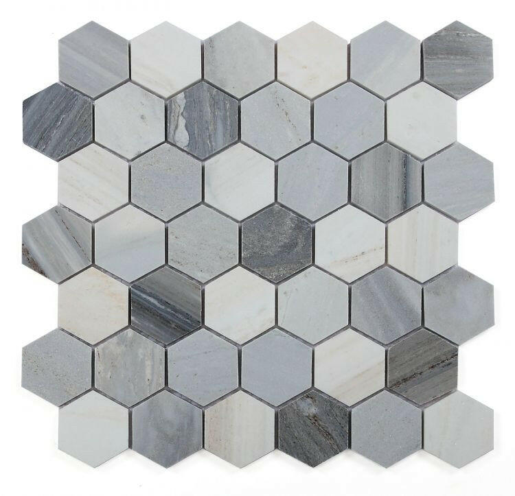 2" Beehive Italian Blue Polished Hexagon Marble Mosaic Tile-Marble Mosaic-American Tile Depot