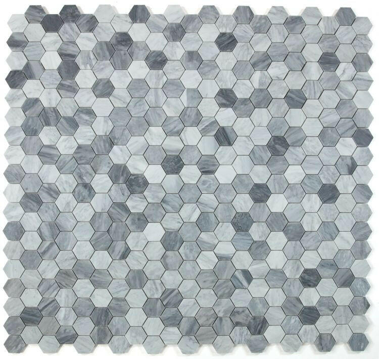 2" Beehive Mix Grey Honed Hexagon Marble Mosaic Tile-Marble Mosaic-American Tile Depot