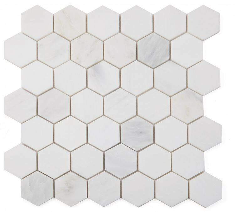 2" Beehive Snow White Polished Hexagon Marble Mosaic Tile-Marble Mosaic-American Tile Depot