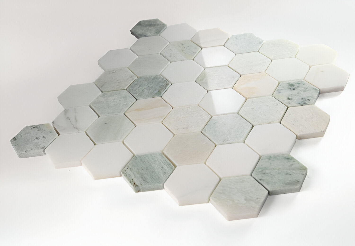 2" Beehive Spring Polished Hexagon Marble Mosaic Tile-Marble Mosaic-American Tile Depot