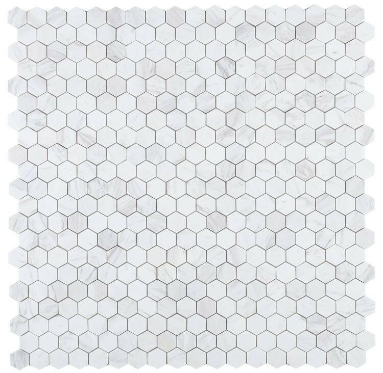 2" Beehive White Polished Hexagon Marble Mosaic Tile-Marble Mosaic-American Tile Depot