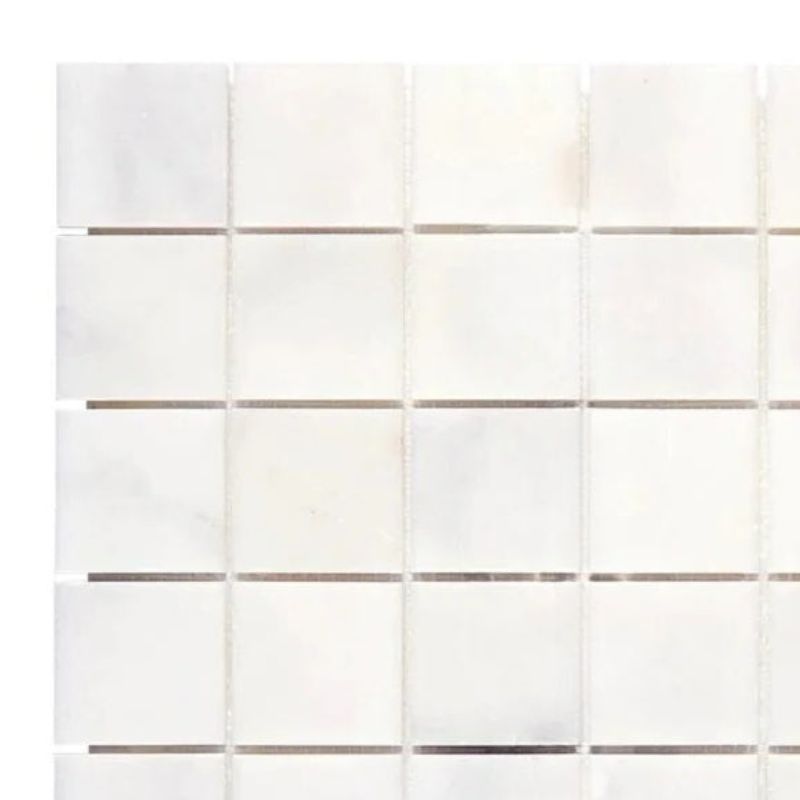 2 X 2 Afyon White Marble Polished Mosaic Tile-Marble Mosaic-American Tile Depot