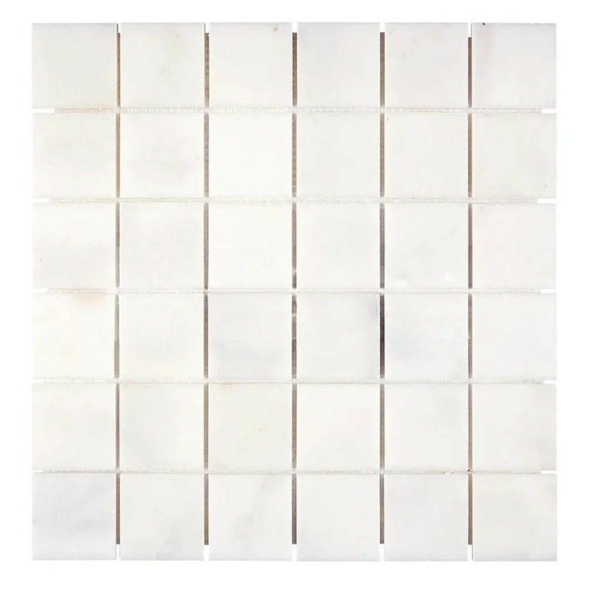 2 X 2 Afyon White Marble Polished Mosaic Tile-Marble Mosaic-American Tile Depot