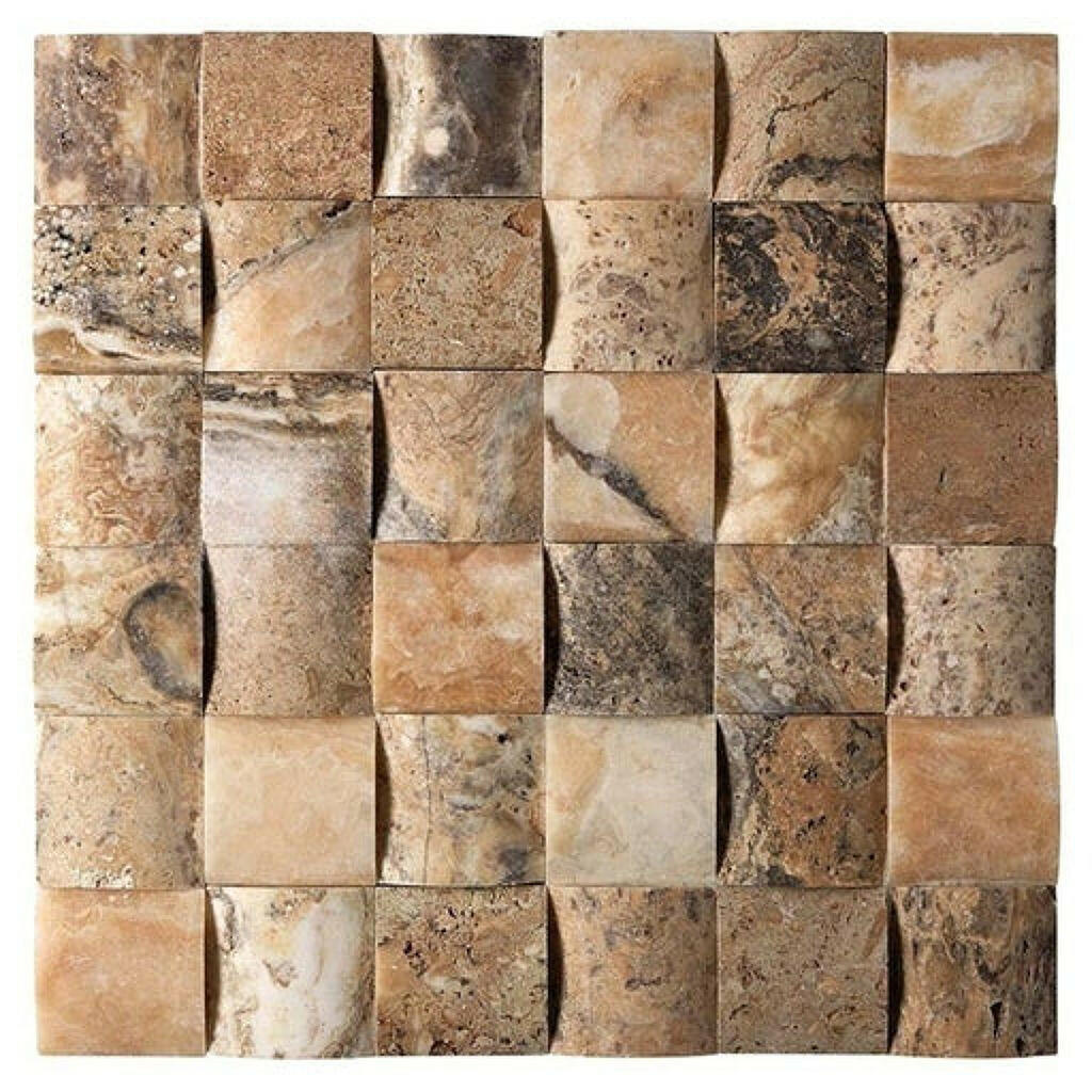 2 X 2 Antico Onyx Travertine CNC-Arched Mosaic Tile-Travertine Mosaic-American Tile Depot