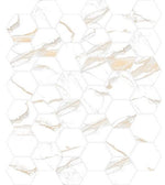 2 X 2 Calacatta Gold Hexagon Polished Porcelain Mosaic Tile-Porcelain Mosaic-American Tile Depot